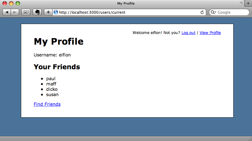 Our friends are now listed on our profile page.