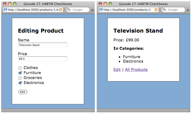 The edit form with the checkboxes added.