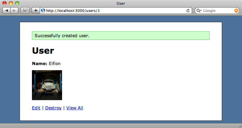 The users page showing the cropped avatar.