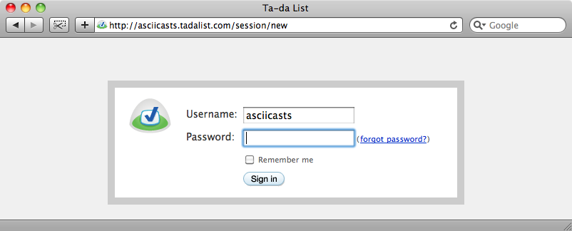 The login page.