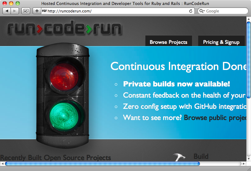 The RunCodeRun home page.