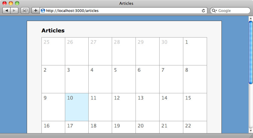 The calendar after adding some styling.