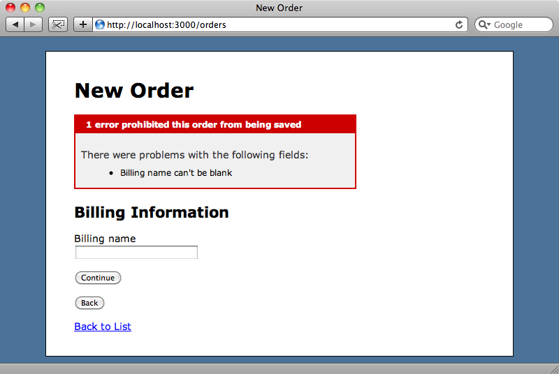 Likewise on the billing step only the error for the billing infomation field is shown.