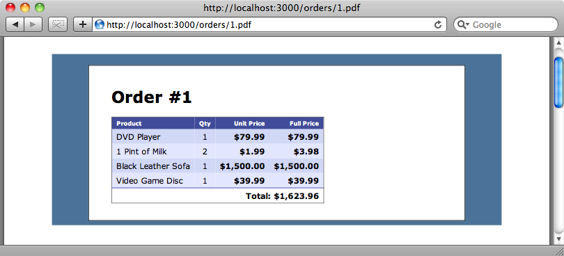 The PDF version of the invoice.