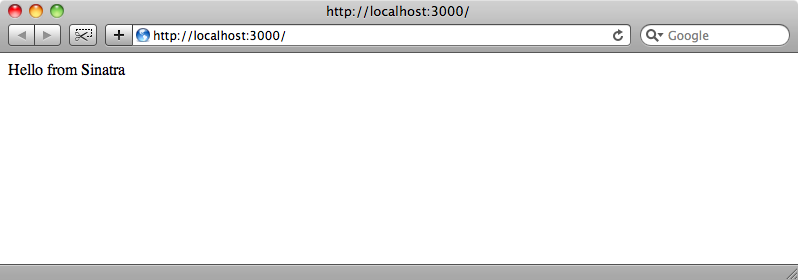 The output from our Sinatra application.