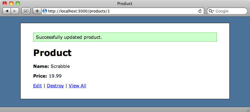 The product has been successfully updated.