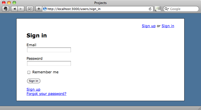 Our application’s current sign-in page.
