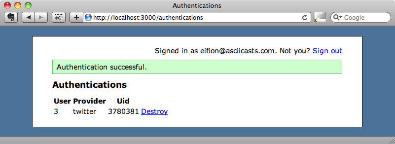 Authenticated successfully.