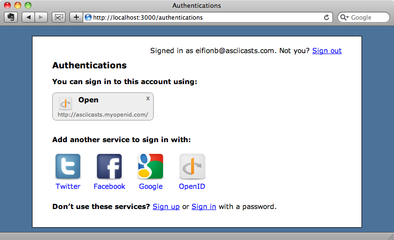 The OpenID authentication is now listed for the user.