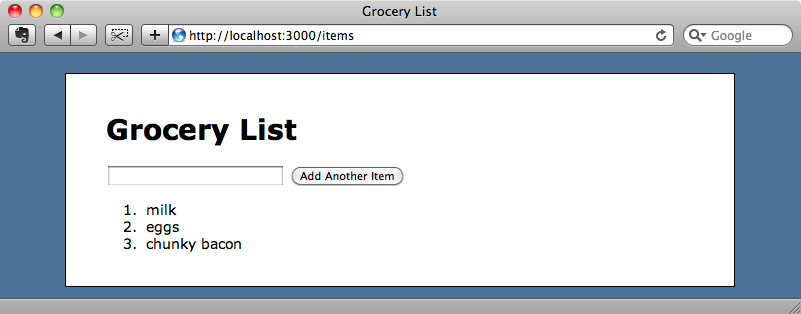The list of items populated from the JSON data.