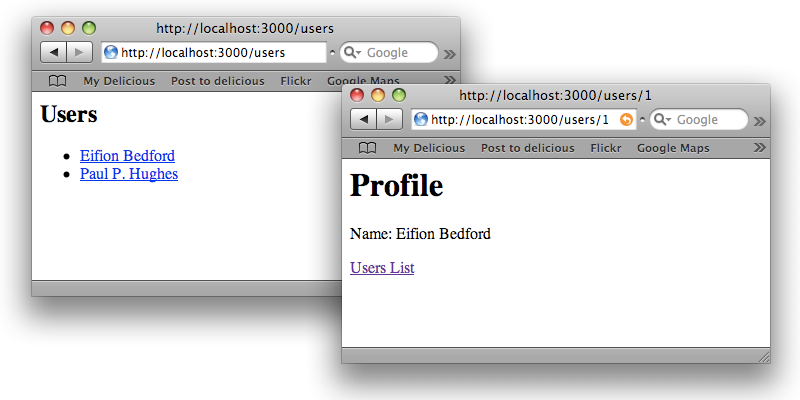 The index and show views for the User model. The index and show views for the User model.