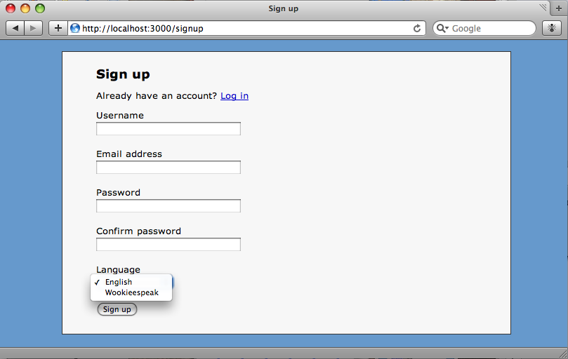 The user can choose their preferred language when they sign up.