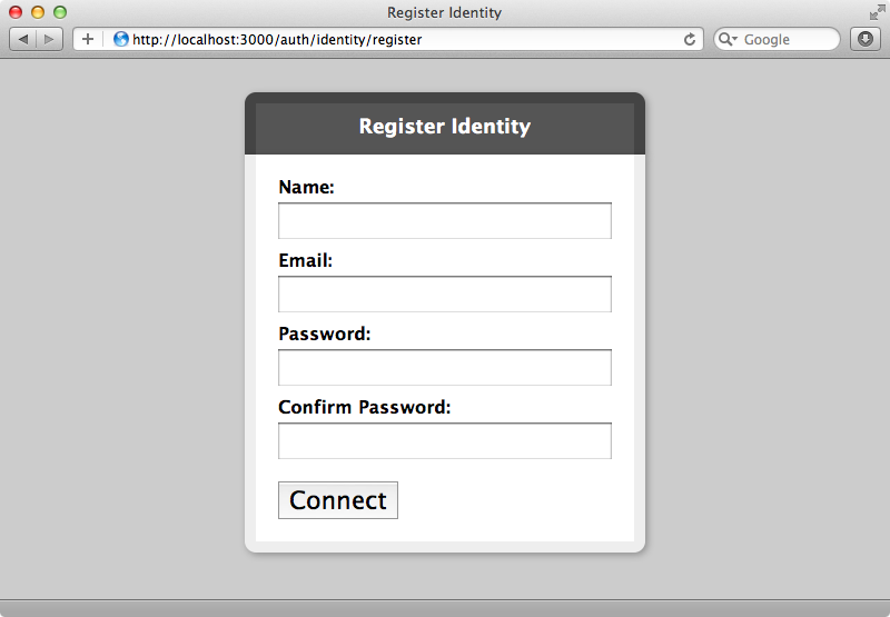 OmniAuth's registration form.