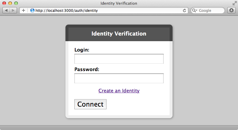 OmniAuth’s login form.